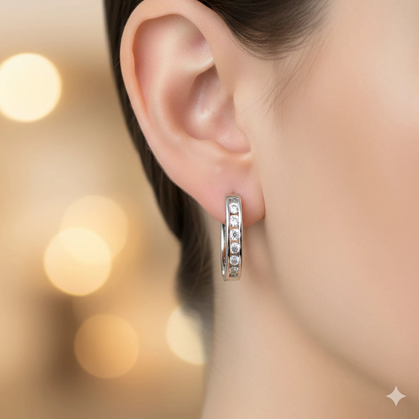 Sterling Silver Earrings with Lab-Created Diamonds