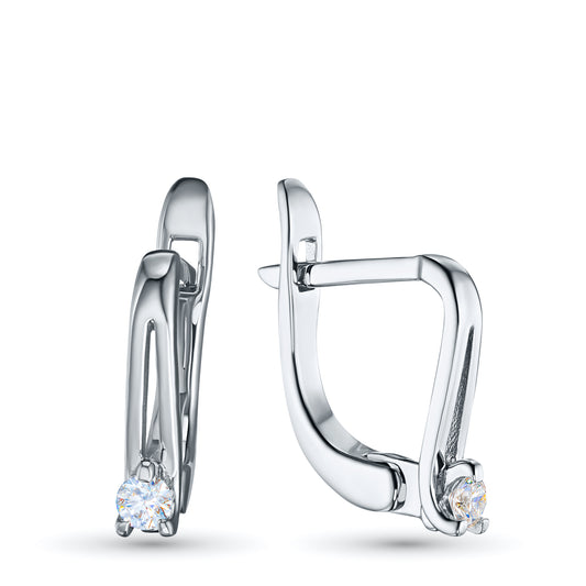 Sterling Silver Earrings with Lab-Created Diamonds 0.120 CT.TW