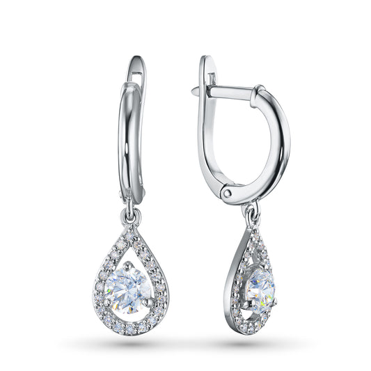 Sterling Silver Earrings with Lab-Created Diamonds