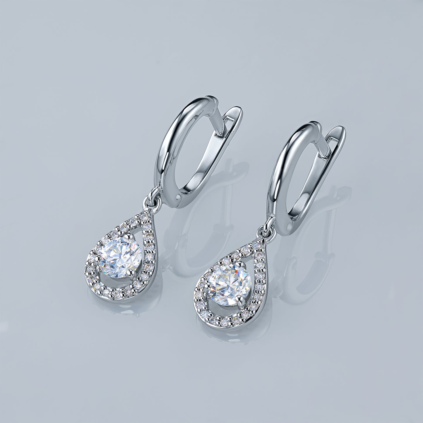 Sterling Silver Earrings with Lab-Created Diamonds