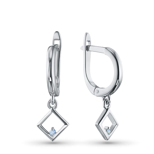 Sterling Silver Earrings with Lab-Created Diamonds 0.040 CT.TW