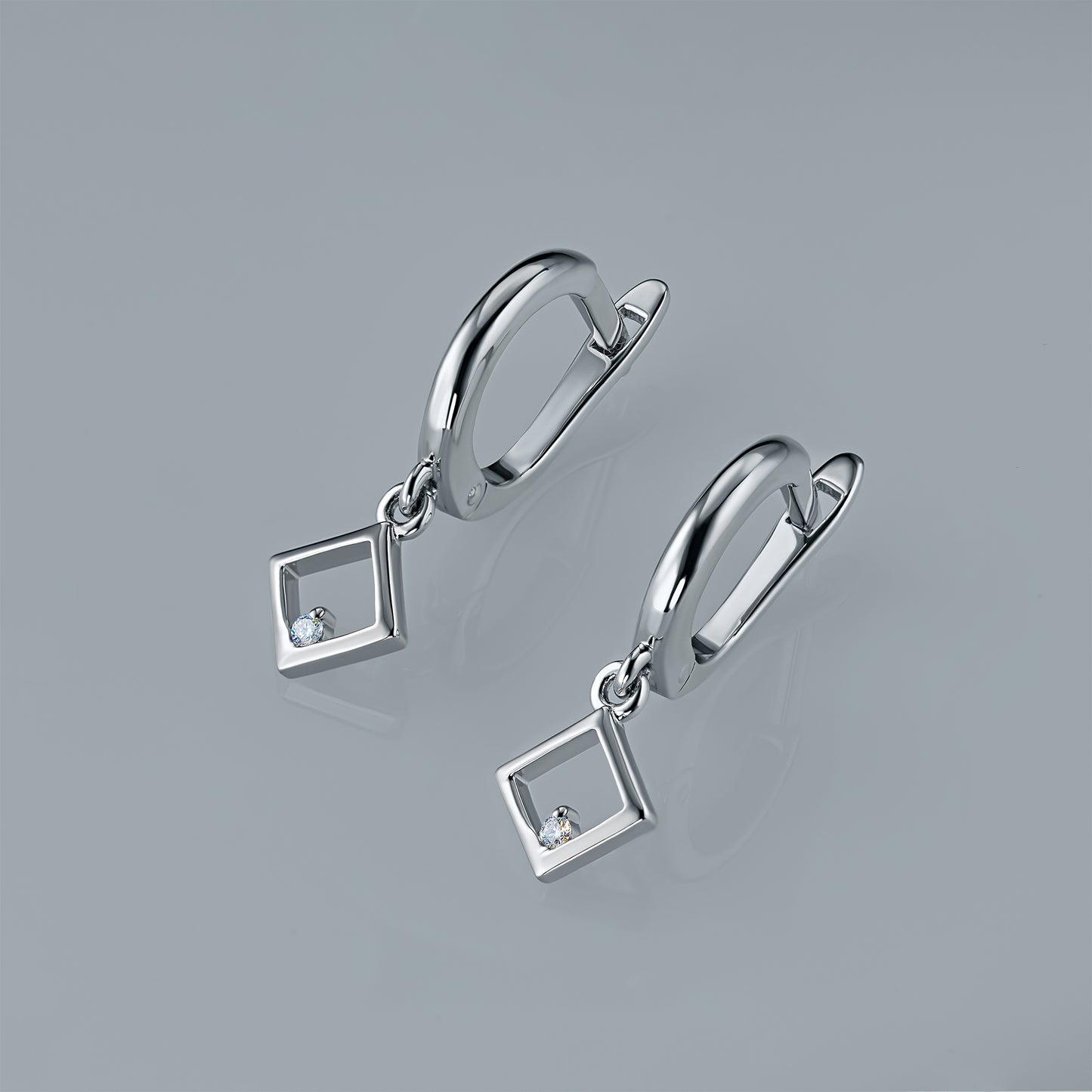 Sterling Silver Earrings with Lab-Created Diamonds 0.040 CT.TW