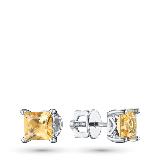 Sterling Silver Earring Studs with Citrine