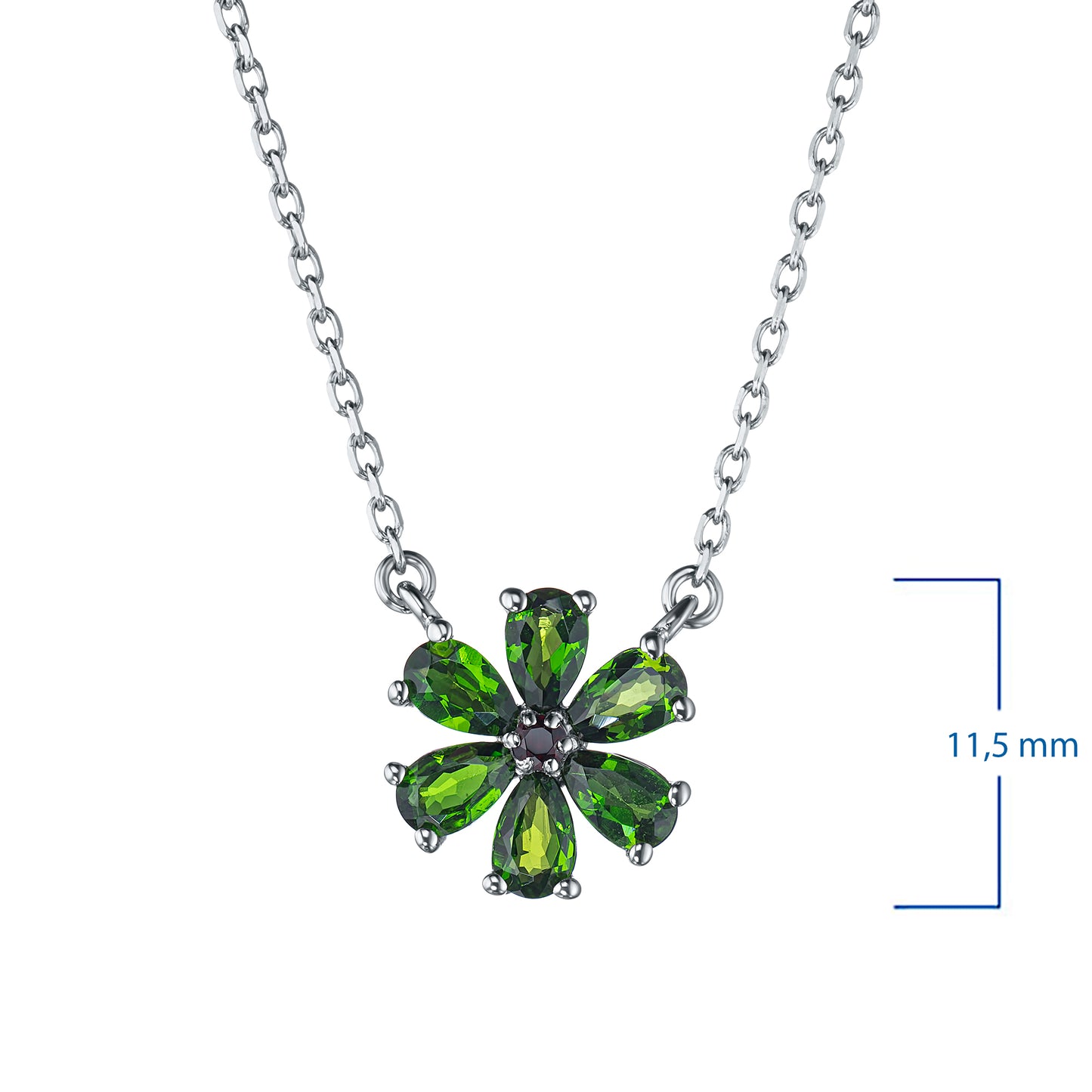 Sterling Silver Necklace with Chrome diopside and Garnet