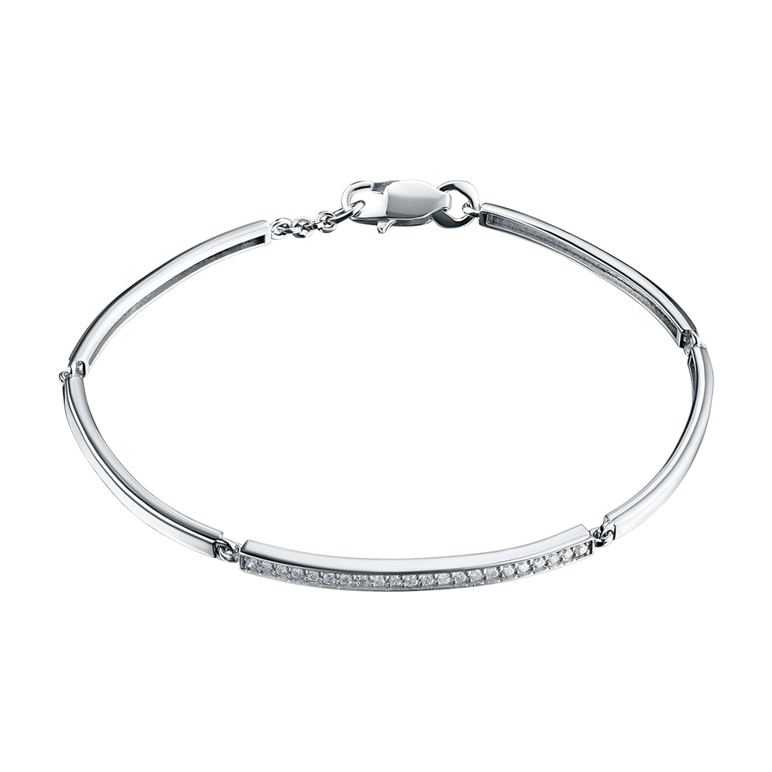 Sterling Silver Bracelet with Lab-Created Diamonds