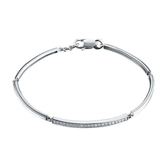 Sterling Silver Bracelet with Lab-Created Diamonds