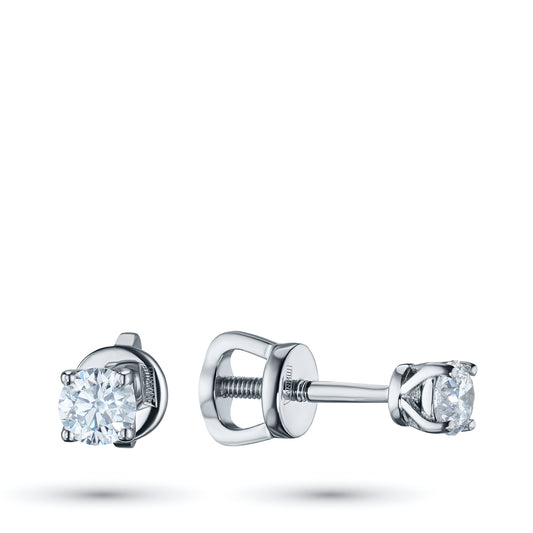 14K White Gold Without Nickel Earring Studs with Lab-Created Diamonds 0.690 CT.TW