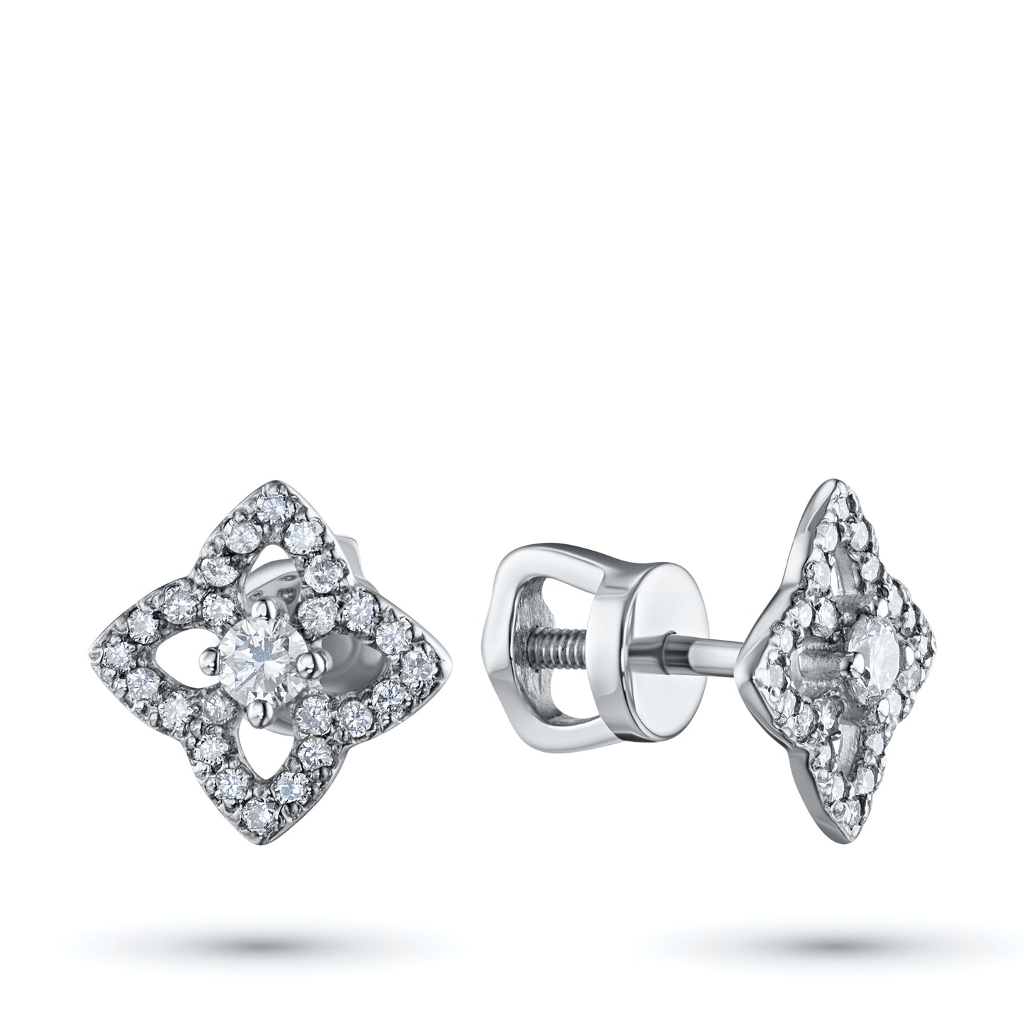 14K White Gold Earring Studs with Lab-Created Diamonds