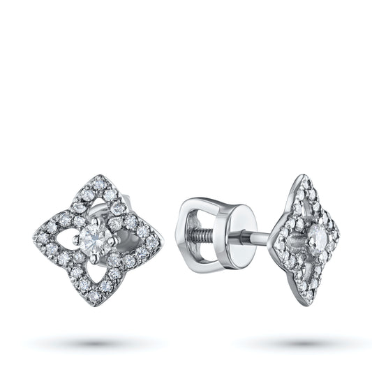 14K White Gold Earring Studs with Lab-Created Diamonds