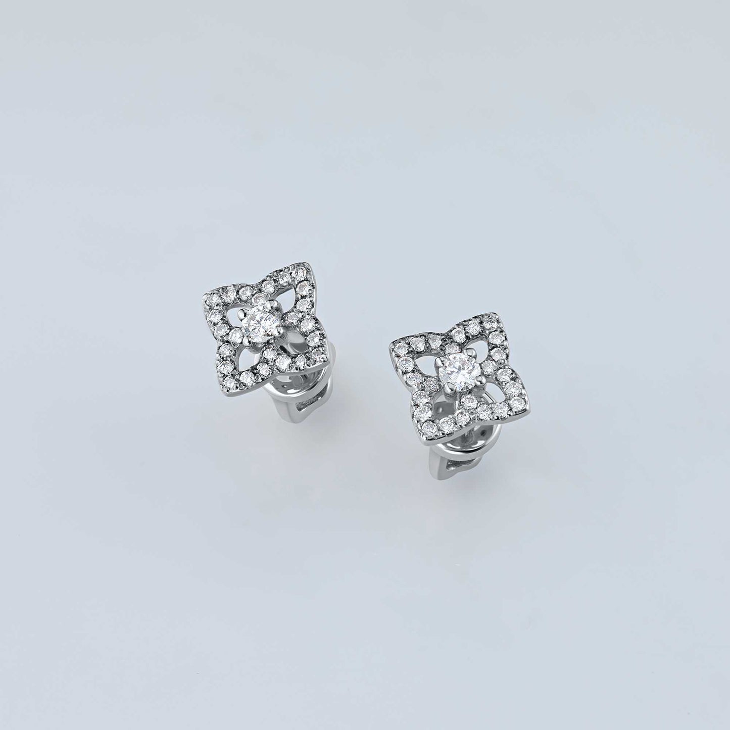 14K White Gold Earring Studs with Lab-Created Diamonds