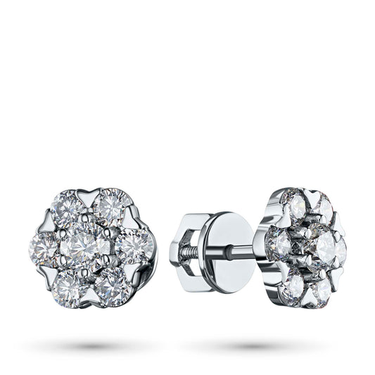 14K White Gold Earring Studs with Lab-Created Diamonds 1.980 CT.TW