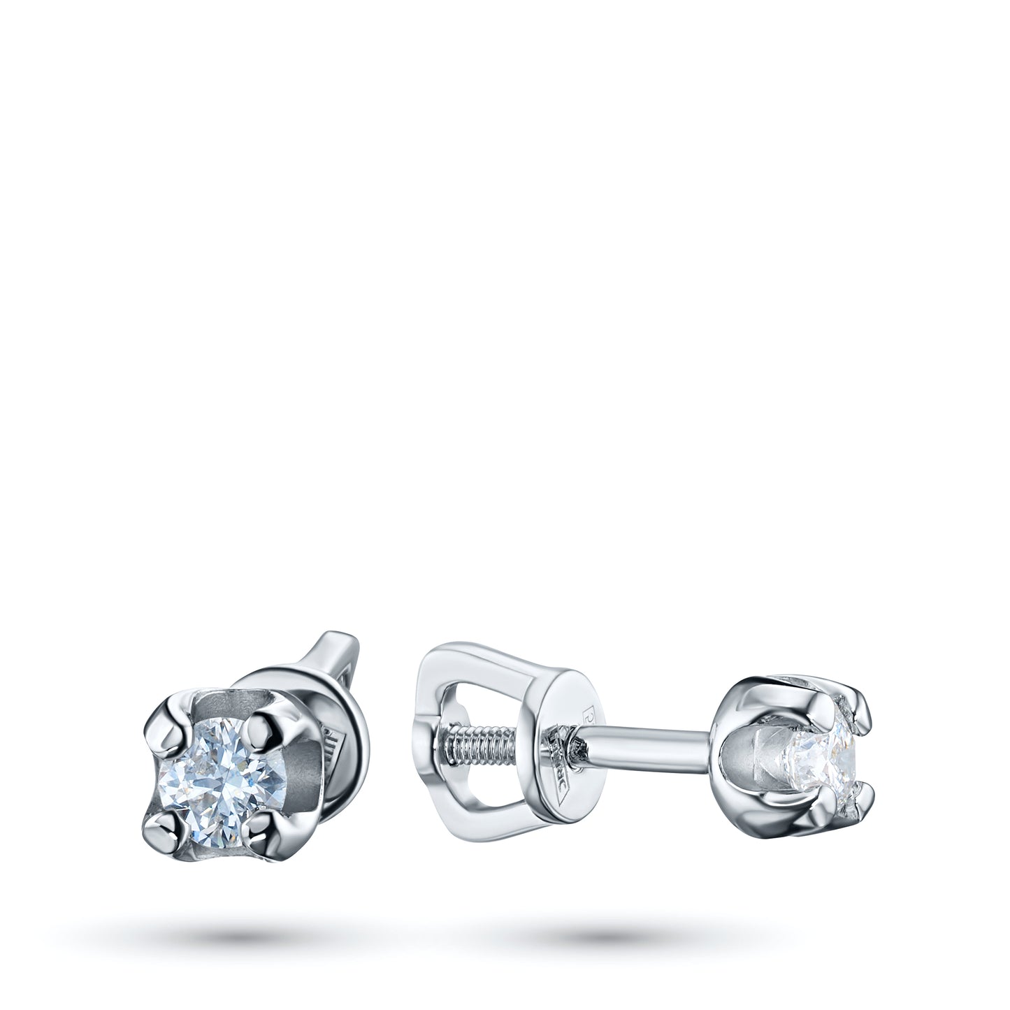 14K White Gold Earring Studs with Lab-Created Diamonds