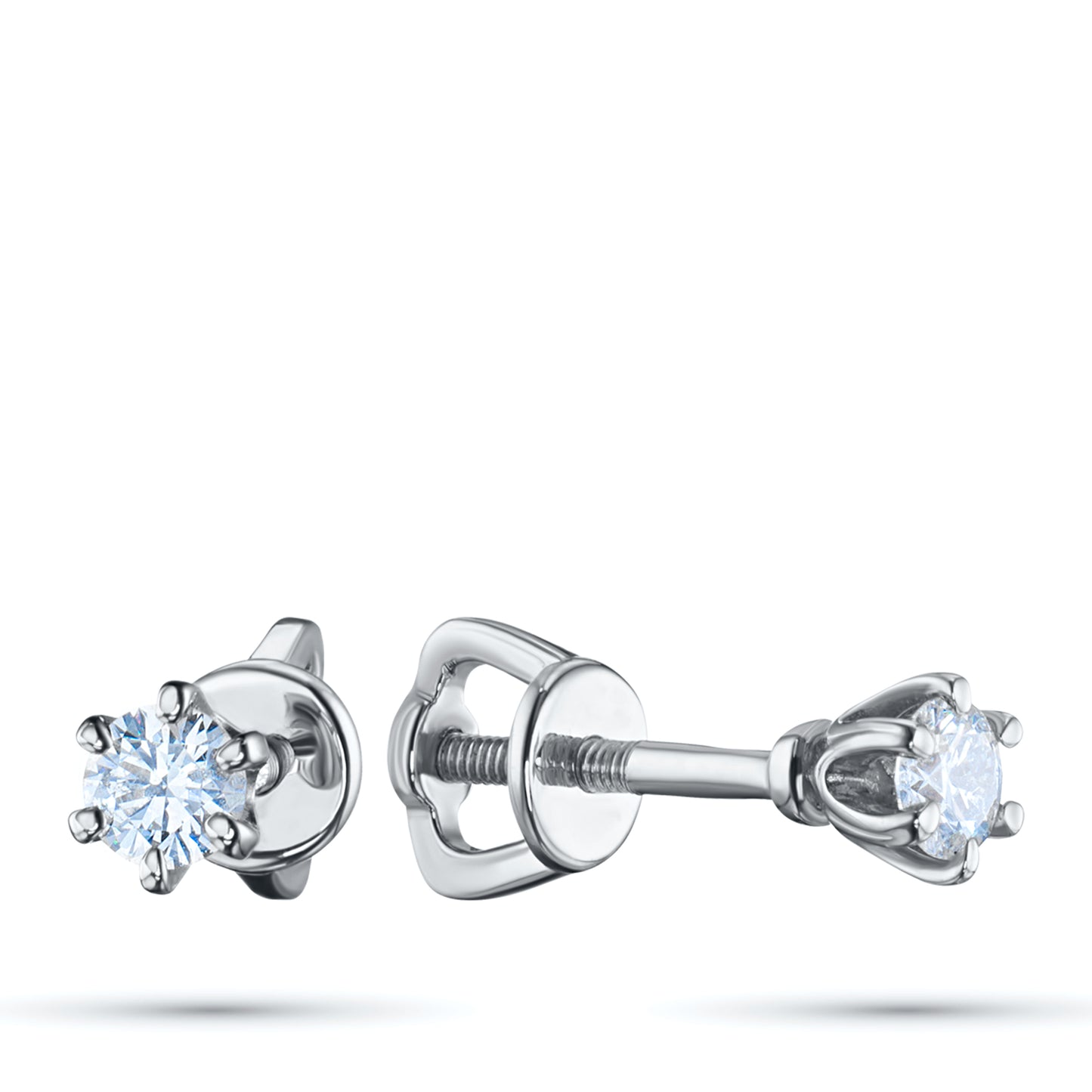 14K White Gold Earring Studs with Lab-Created Diamonds