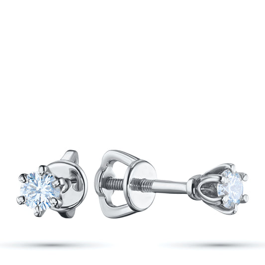 14K White Gold Earring Studs with Lab-Created Diamonds