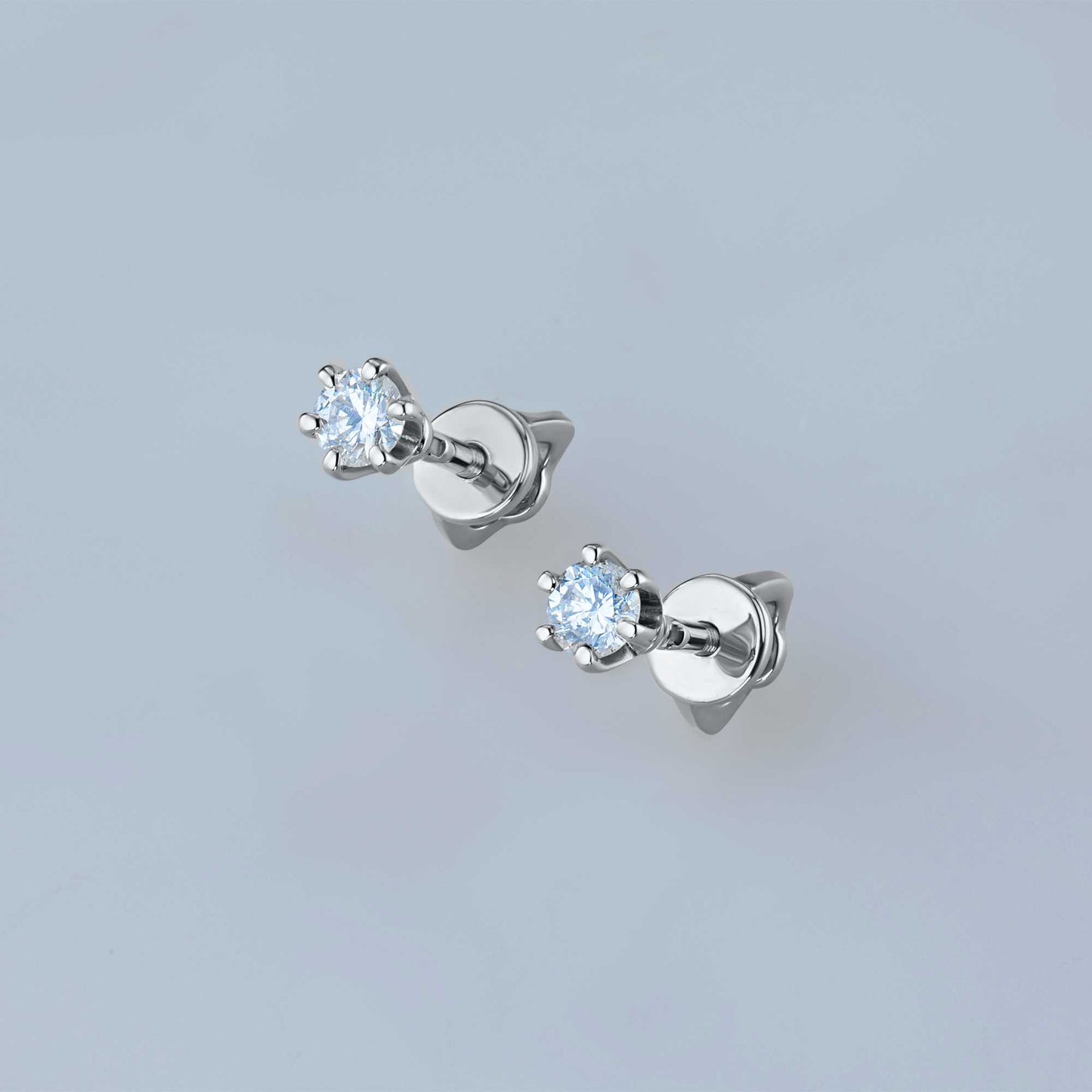 14K White Gold Earring Studs with Lab-Created Diamonds