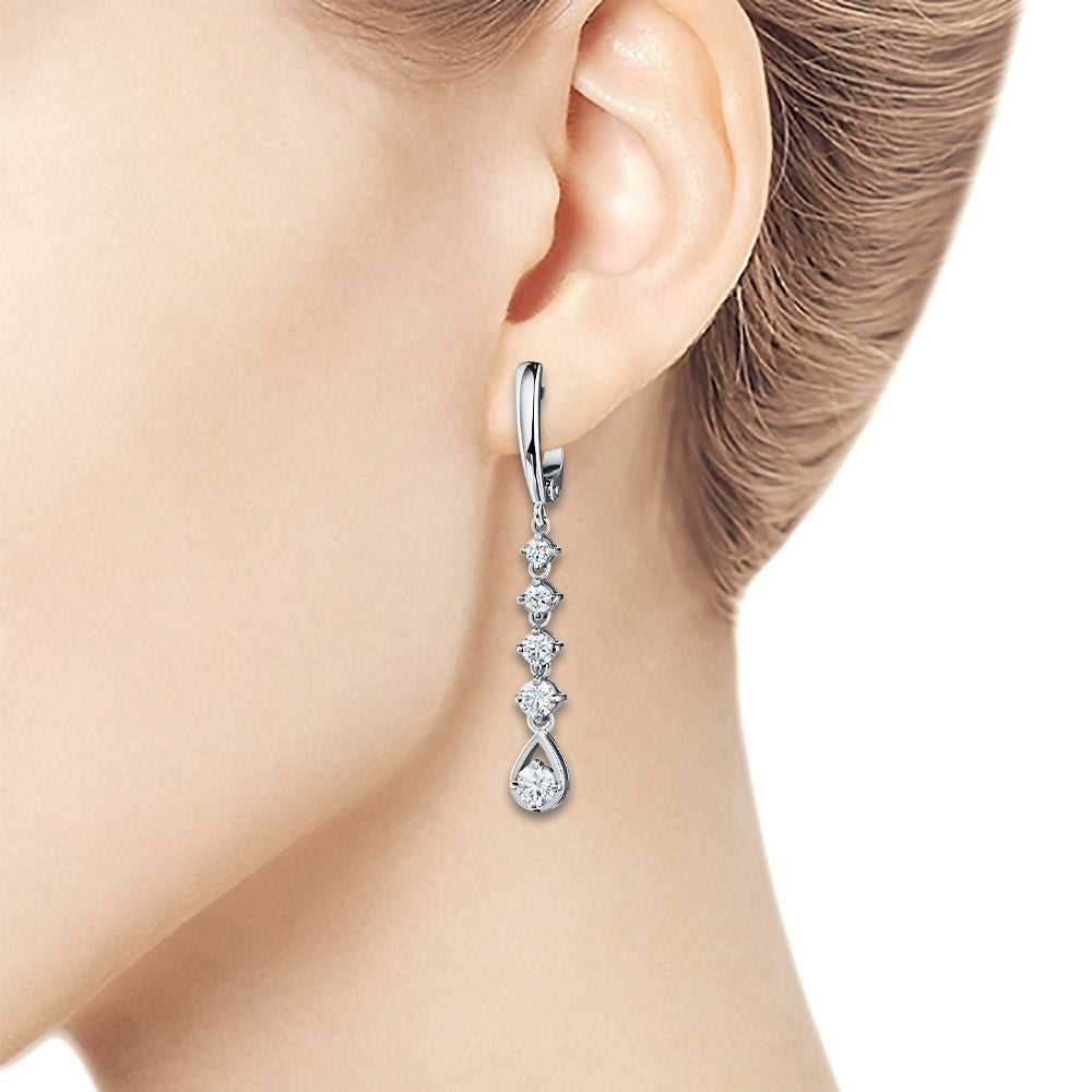 14K White Gold Earrings with Lab-Created Diamonds