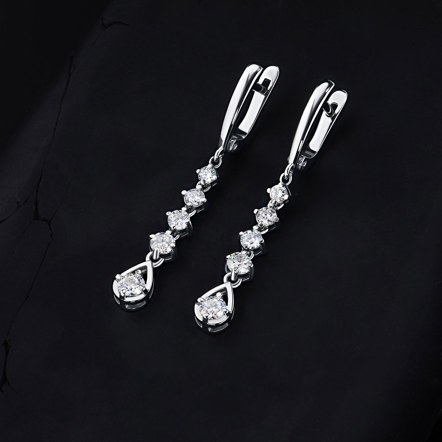 14K White Gold Earrings with Lab-Created Diamonds