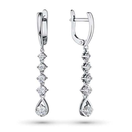 14K White Gold Earrings with Lab-Created Diamonds