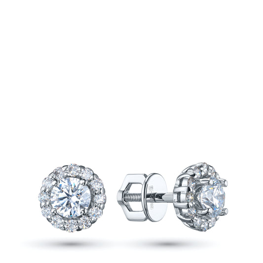 14K White Gold Earring Studs with Lab-Created Diamonds 1.560 CT.TW