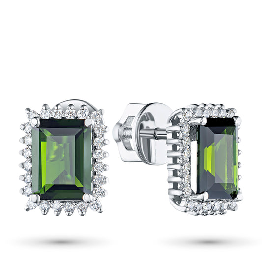 14K White Gold Without Nickel Earring Studs with Lab-Created Diamonds 3.150 CT.TW