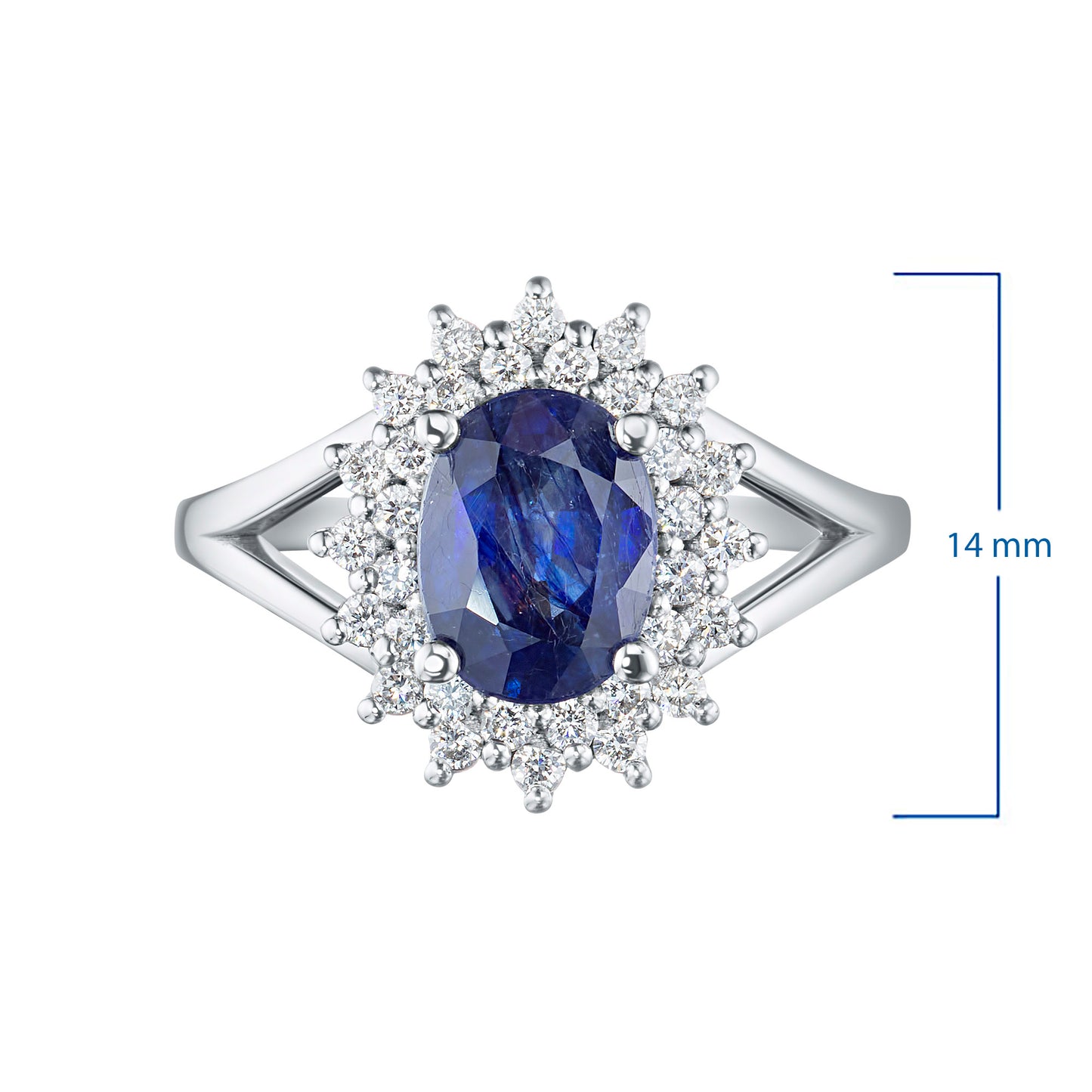14K White Gold Ring with Tanzanite and Lab-Created Diamonds