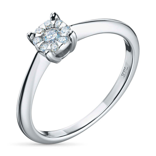 14K White Gold Ring with Lab-Created Diamonds