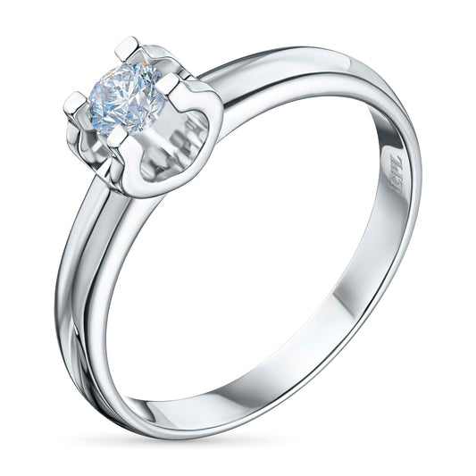14K White Gold Ring with Lab-Created Diamonds