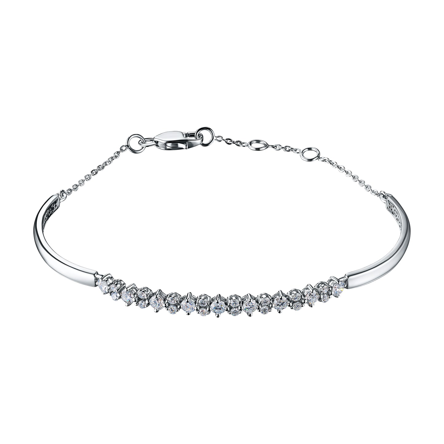 14K White Gold Bracelet with Lab-Created Diamonds