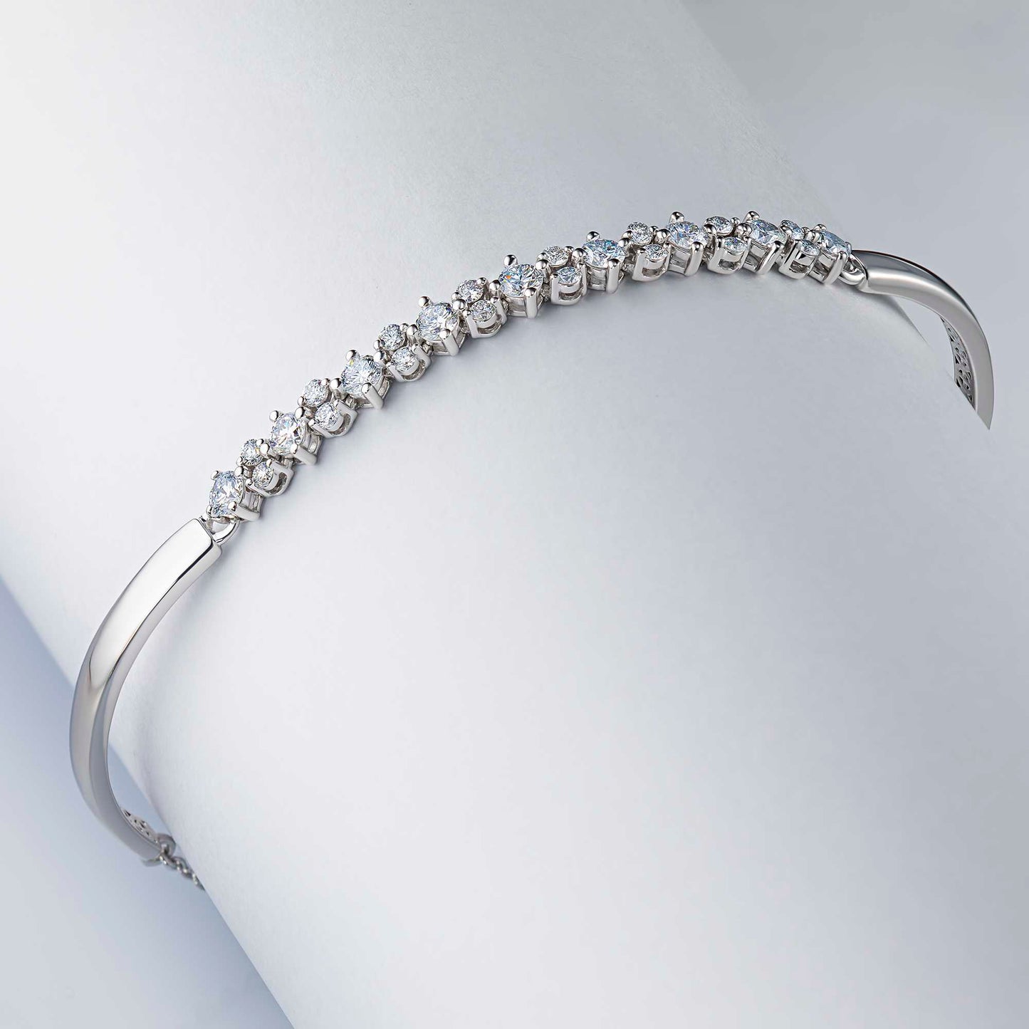 14K White Gold Bracelet with Lab-Created Diamonds