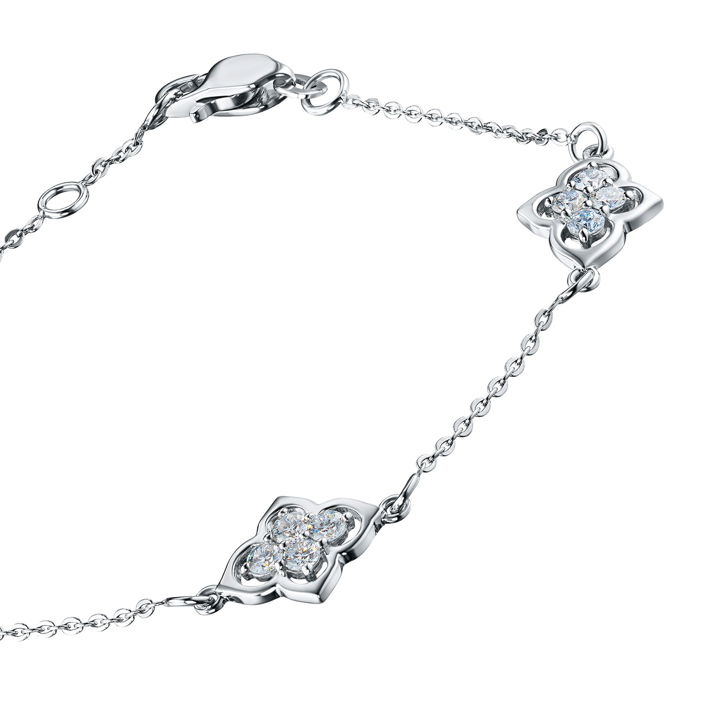 14K White Gold Bracelet with Lab-Created Diamonds