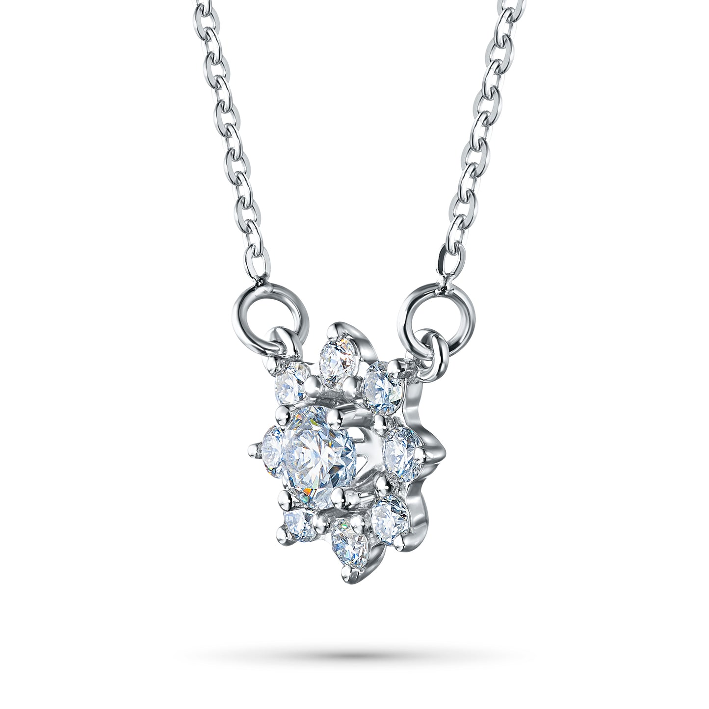 14K White Gold Necklace with Lab-Created Diamonds