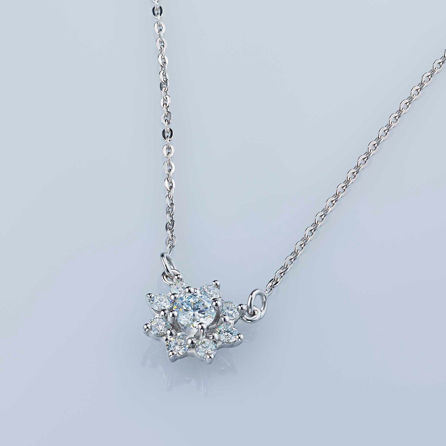 14K White Gold Necklace with Lab-Created Diamonds
