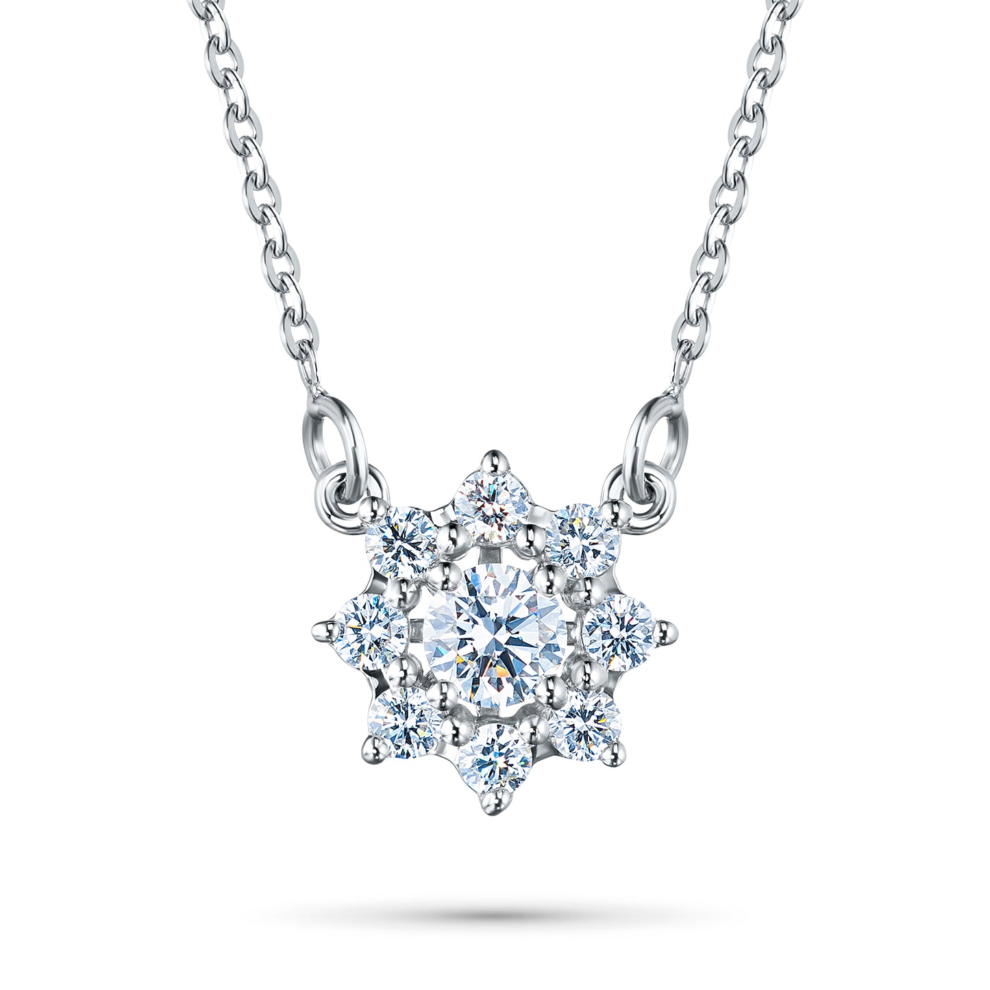 14K White Gold Necklace with Lab-Created Diamonds