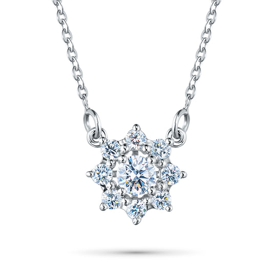 14K White Gold Necklace with Lab-Created Diamonds
