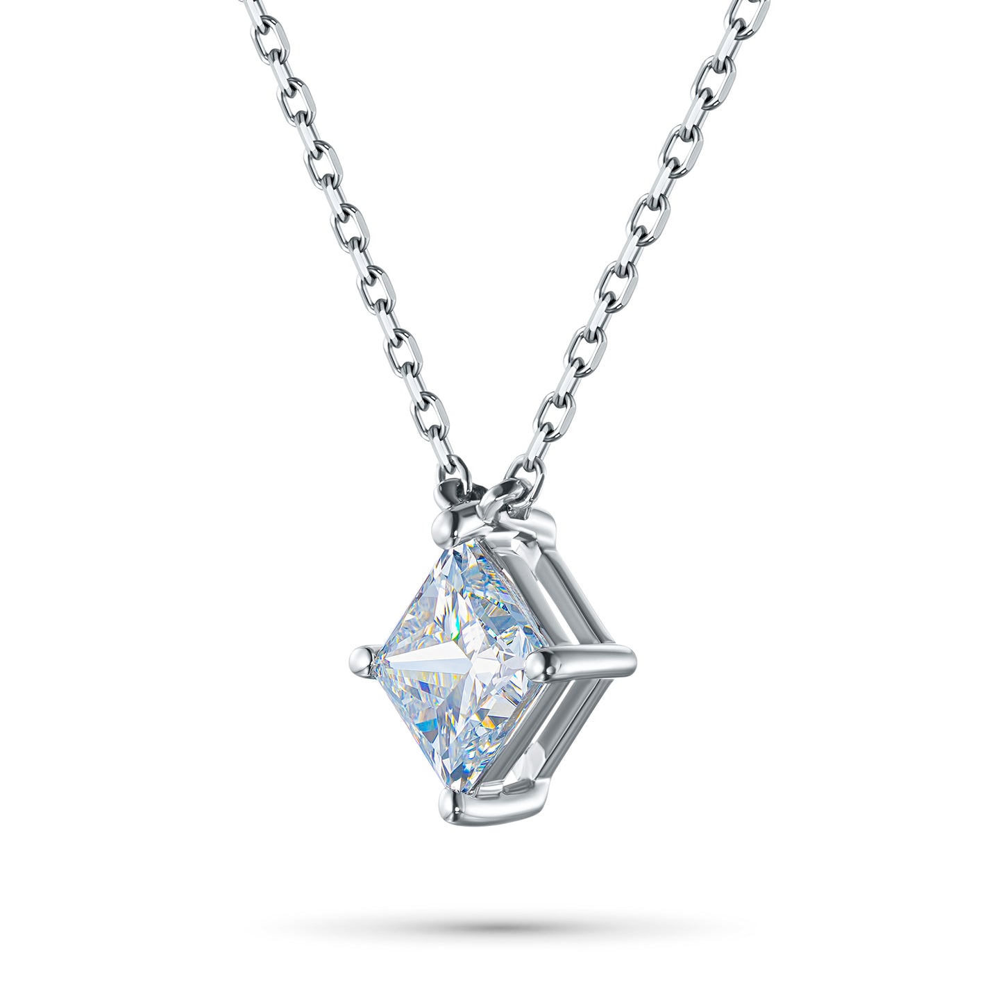14K White Gold Necklace with Lab-Created Diamonds