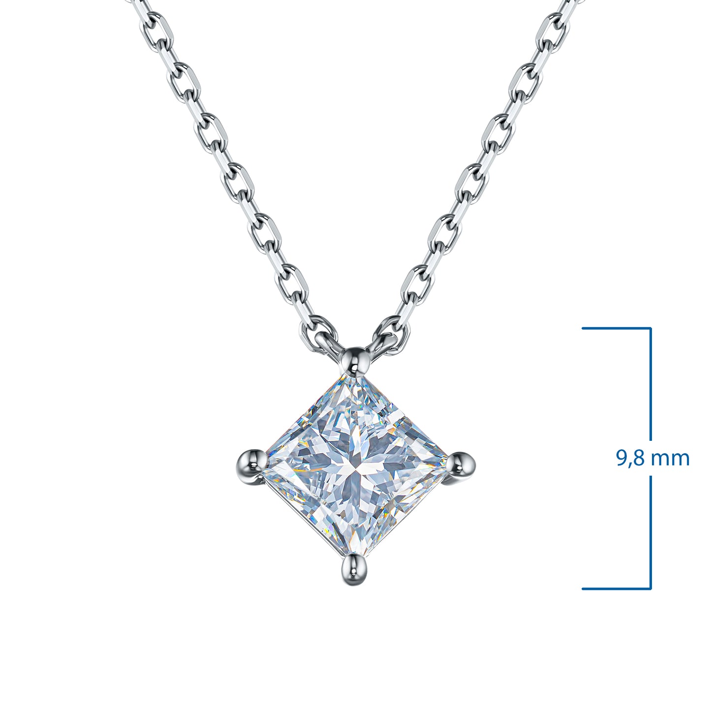 14K White Gold Necklace with Lab-Created Diamonds