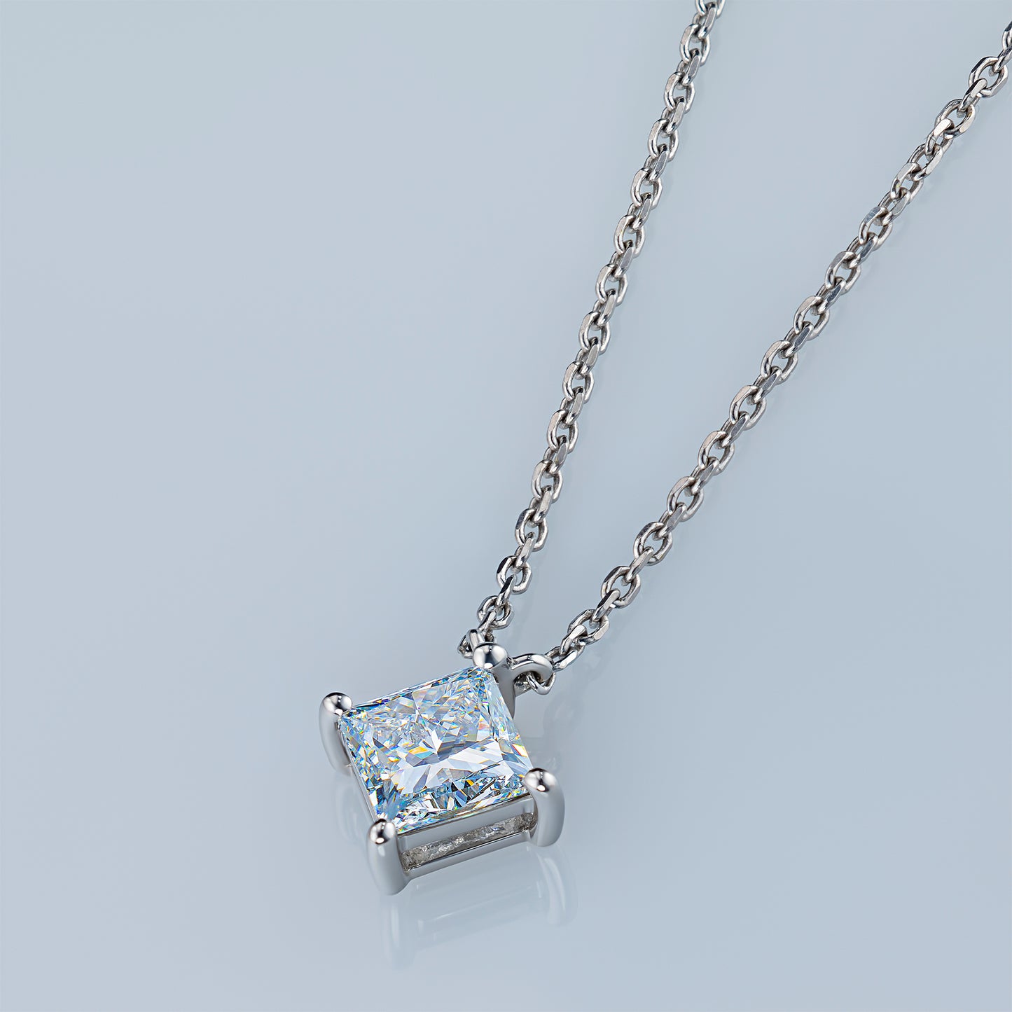 14K White Gold Necklace with Lab-Created Diamonds