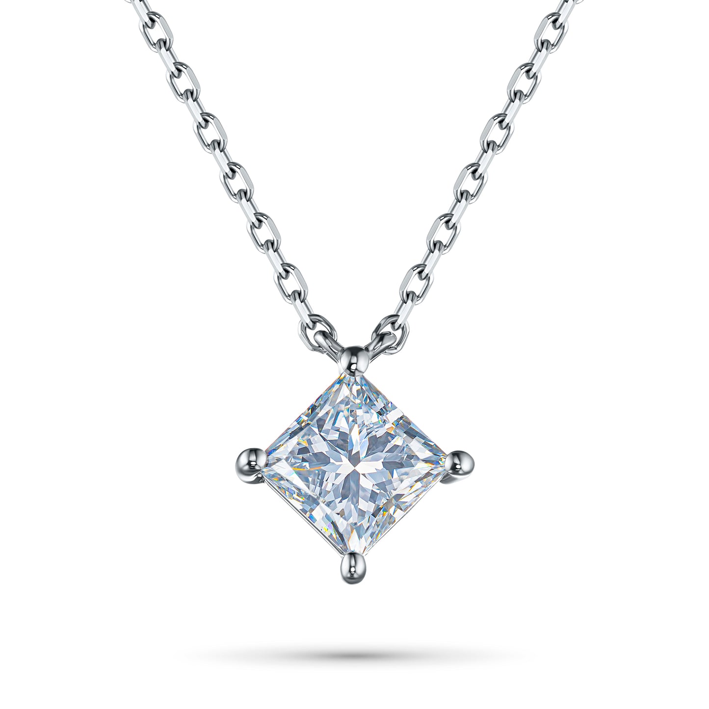 14K White Gold Necklace with Lab-Created Diamonds