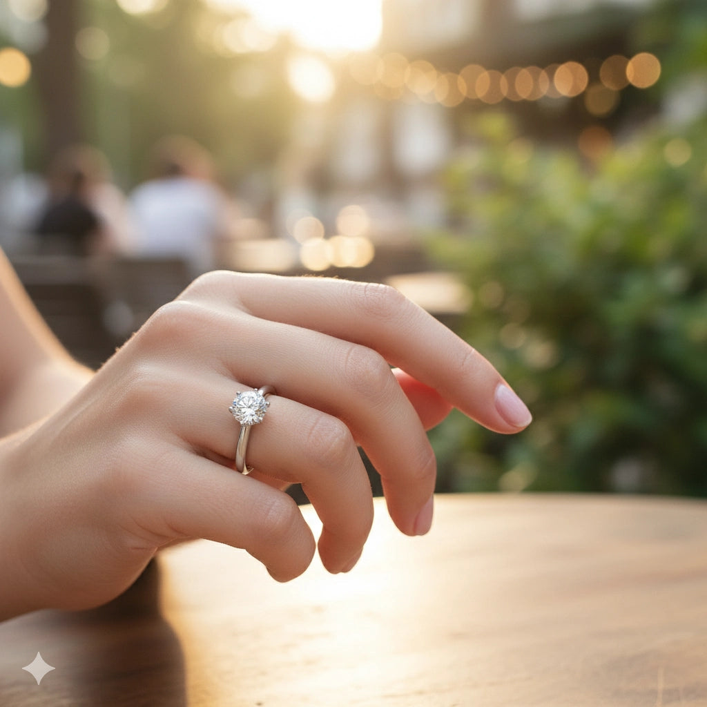 14K White Gold Ring with Lab-Created Diamonds