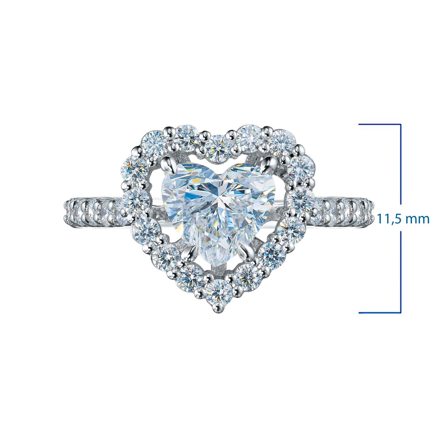 14K White Gold Ring with Sapphire and Lab-Created Diamonds