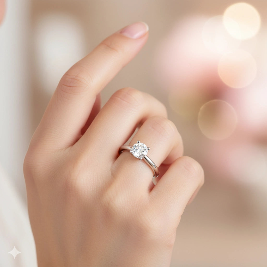 14K White Gold Ring with Lab-Created Diamonds