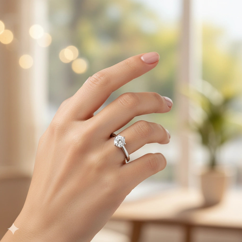 14K White Gold Ring with Lab-Created Diamonds