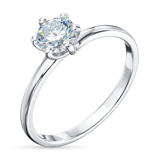 14K White Gold Ring with Lab-Created Diamonds