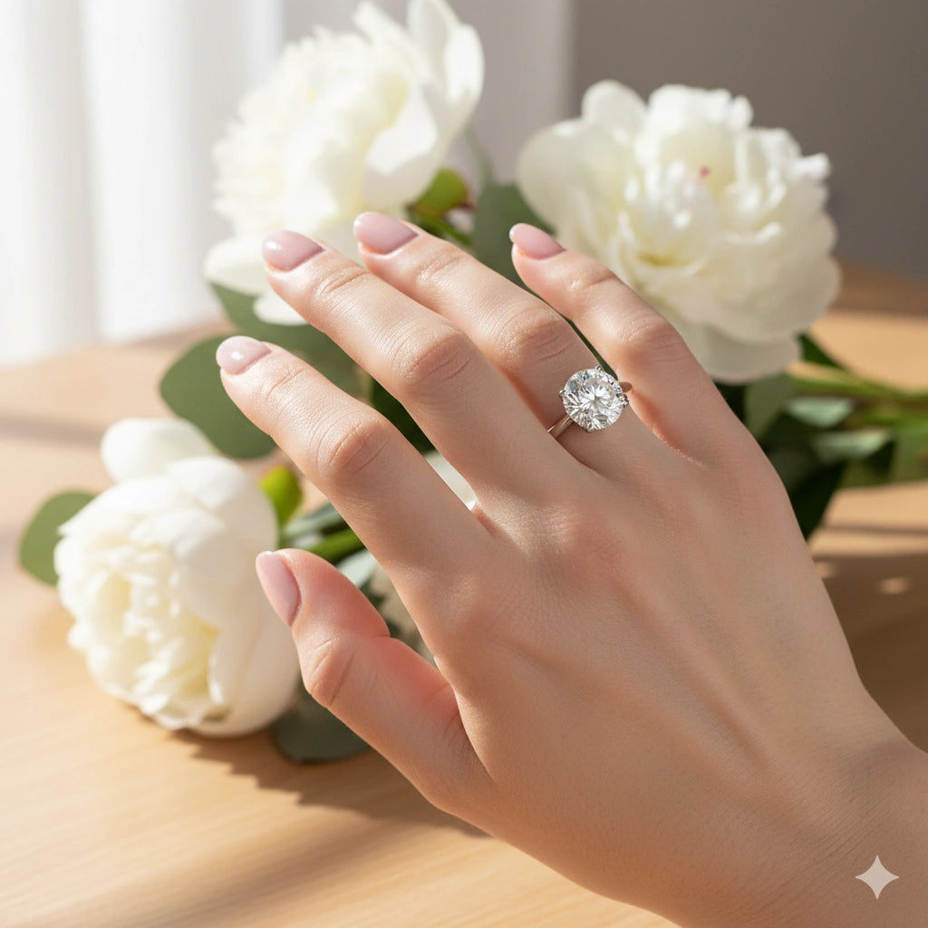 14K White Gold Ring with Lab-Created Diamonds