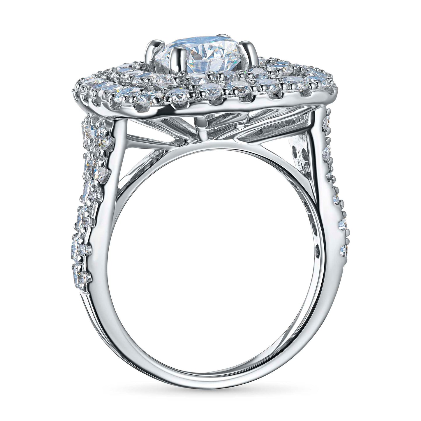 14K White Gold Ring with Lab-Created Diamonds