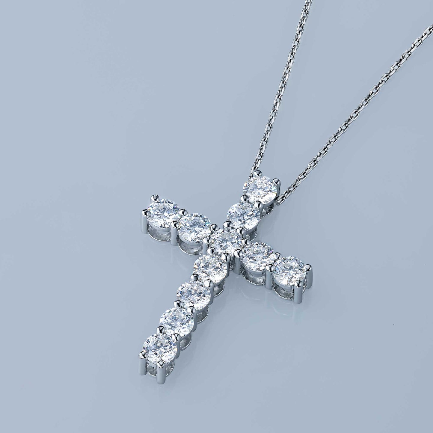 14K White Gold Pendant with Lab-Created Diamonds