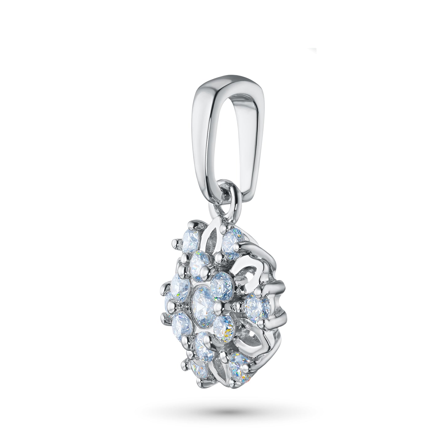 14K White Gold Pendant with Lab-Created Diamonds