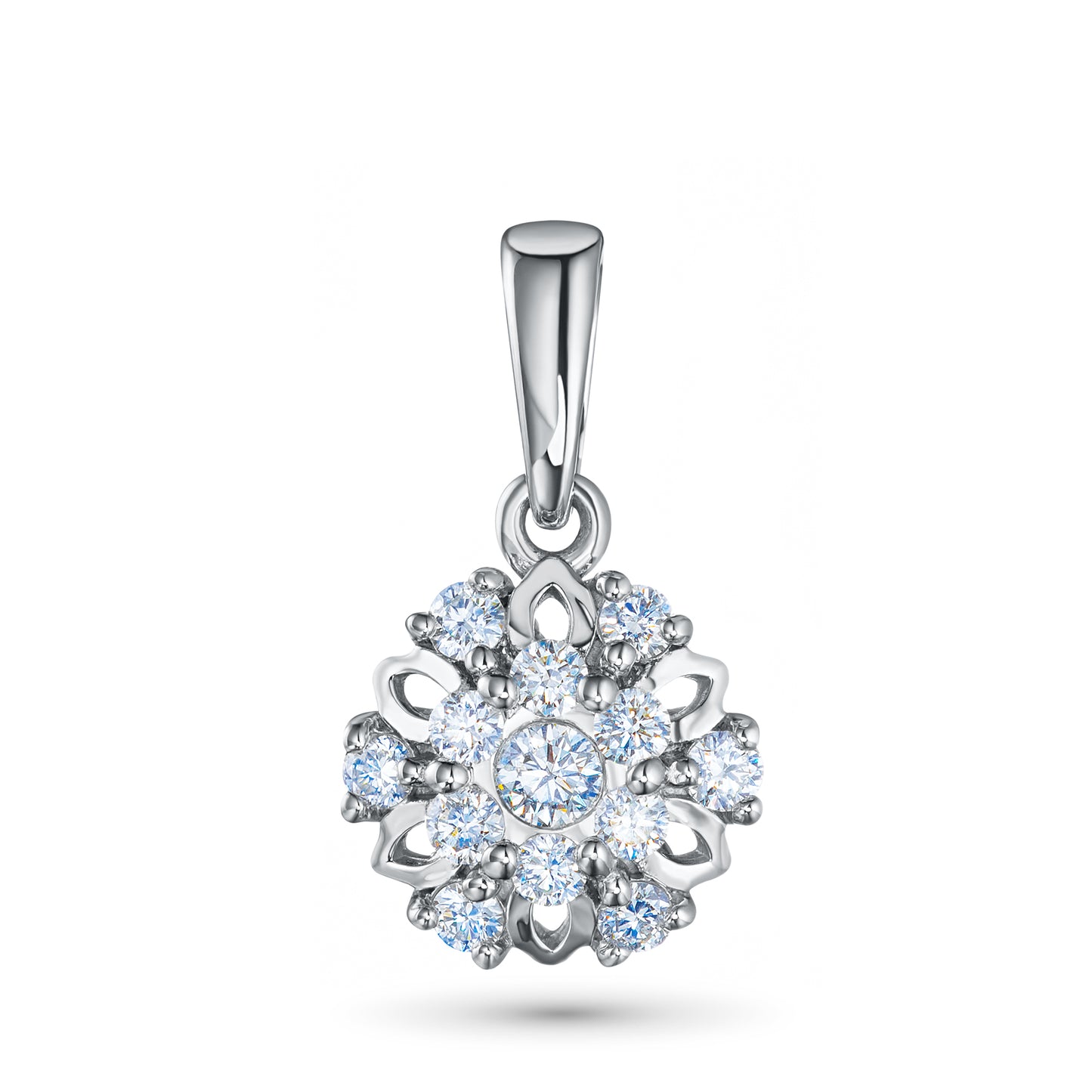 14K White Gold Pendant with Lab-Created Diamonds