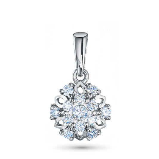 14K White Gold Pendant with Lab-Created Diamonds