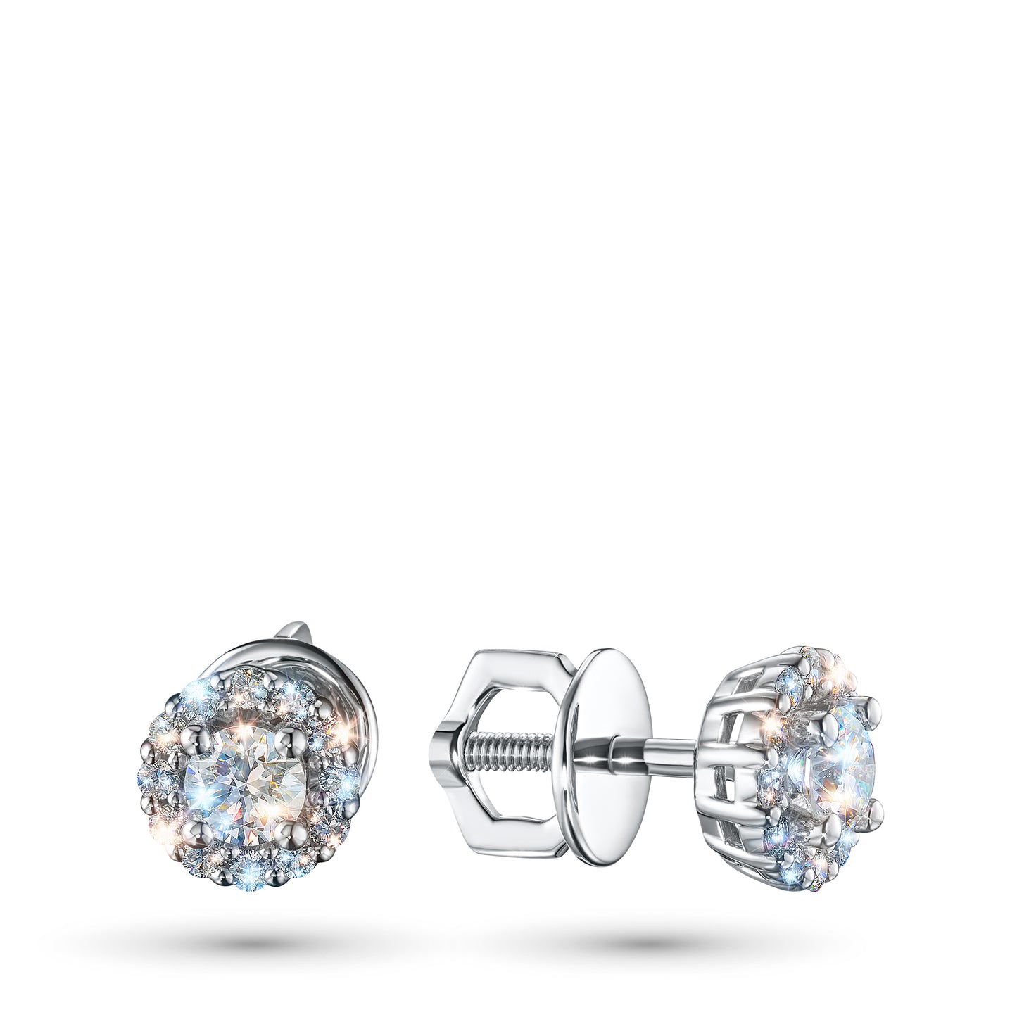14K White Gold Earring Studs with Lab-Created Diamonds